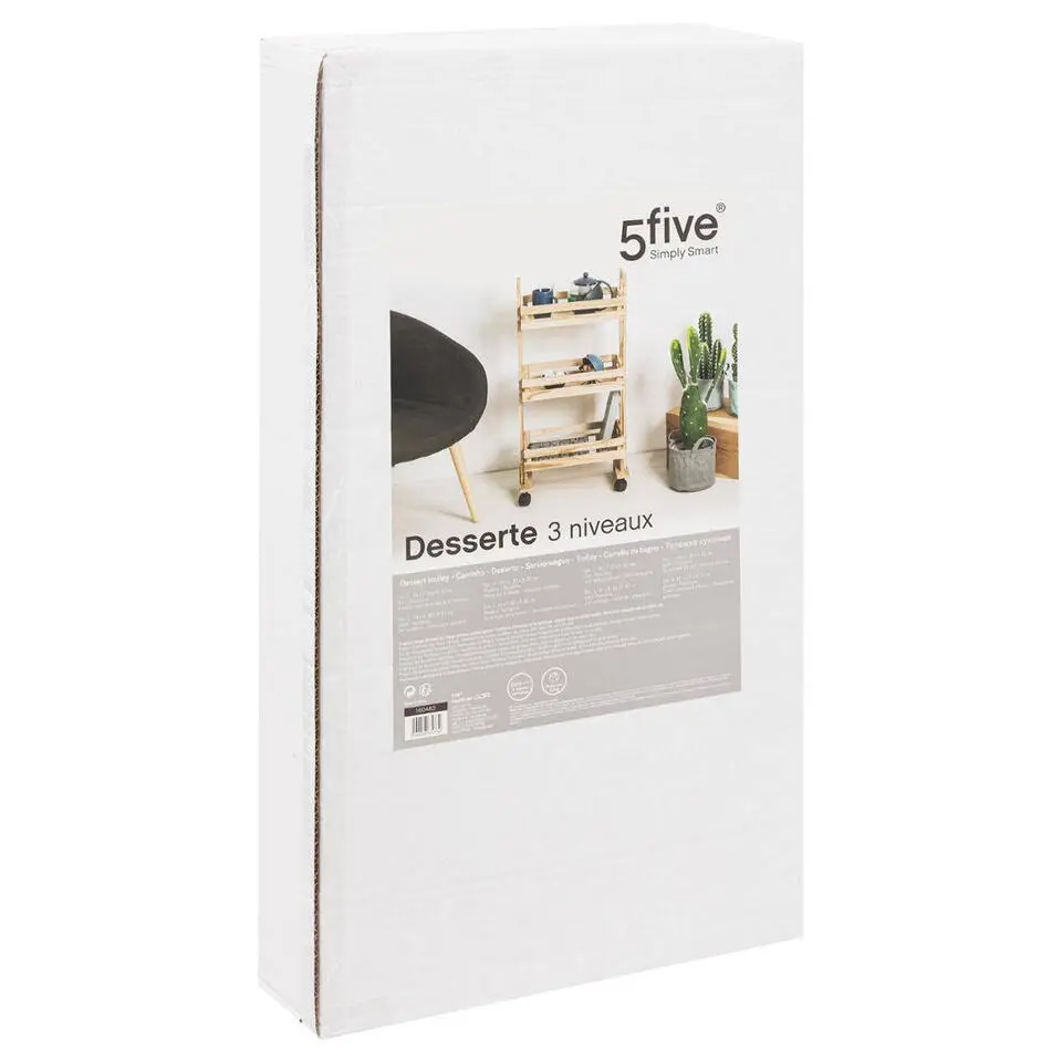 5Five Keukentrolley/kast - bruin - hout - 82 x 42 x 30 cm - 3 niveaus - fruitkis