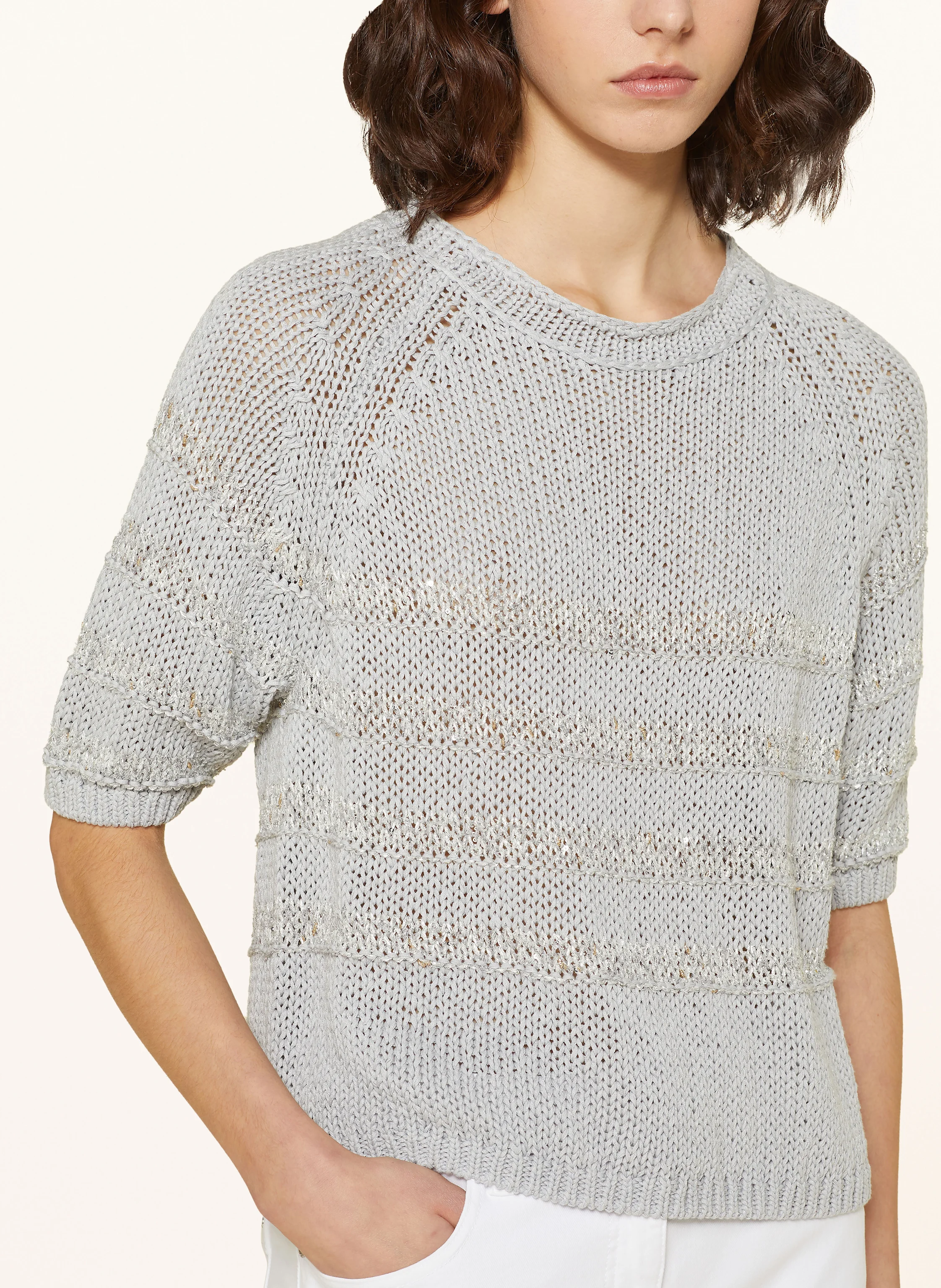 LUISA CERANO Strickshirt mit Leinen und Glitzergarn