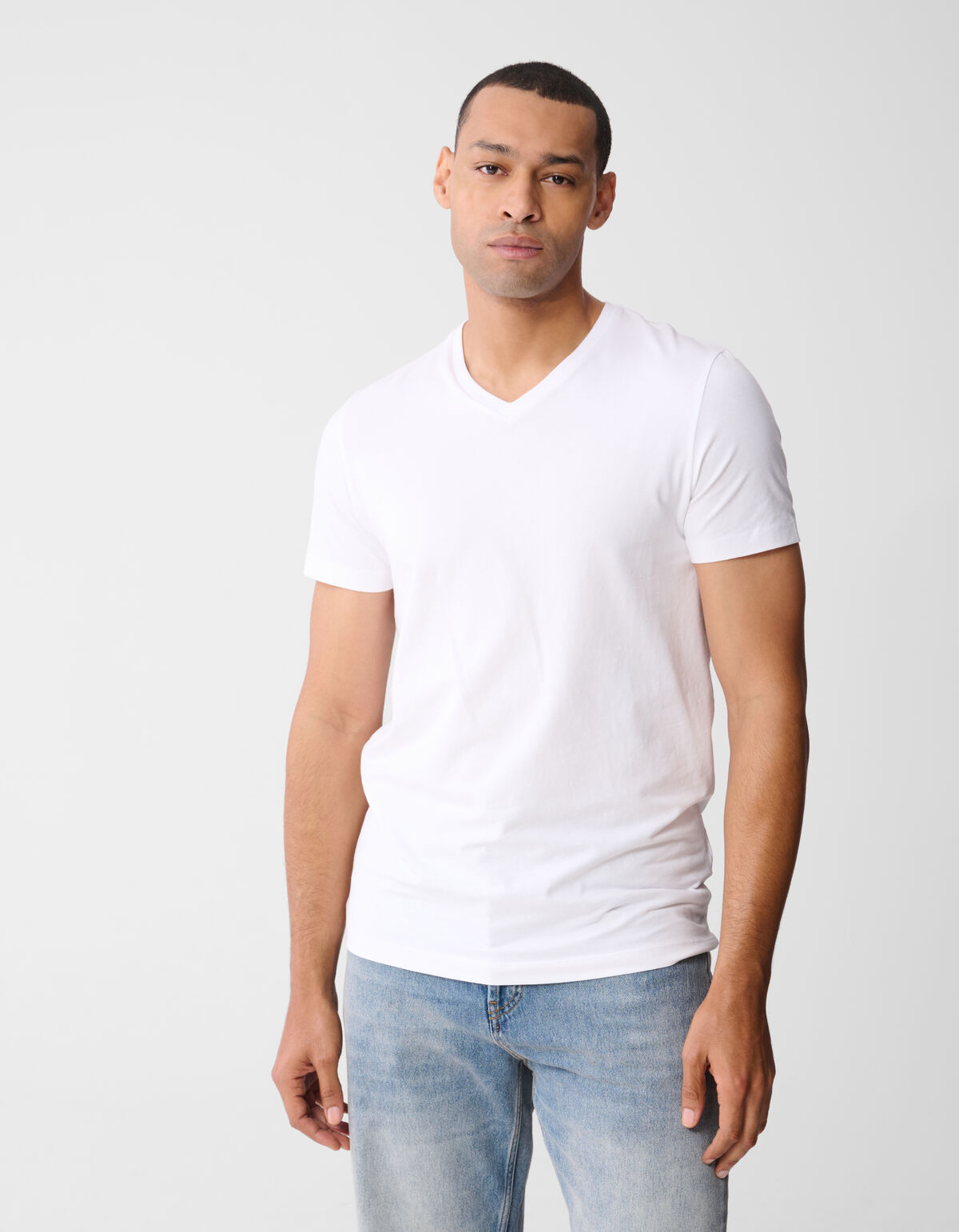 Basis V-hals T-shirt Wit