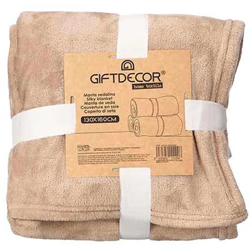 Giftdecor Fleece deken/plaid - beige - polyester - 130 x 160 cm