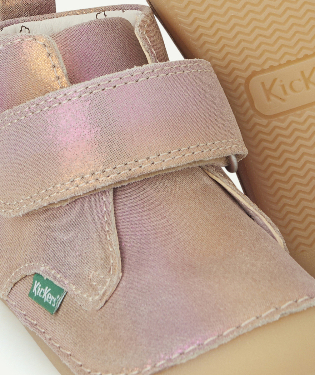 KICKERSBOTTINES BÉBÉ FILLE SABIO EN CUIR ROSE MULTICOLORE AVEC SCRATCH