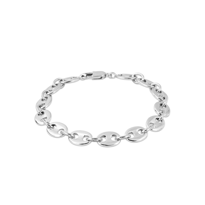 Bracelet Mixte - Argent 925 - Chaîne grain de café - Largeur : 6 mm - Longueur : 21 cm