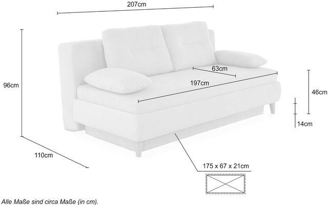 Jockenhöfer Gruppe Schlafsofa »Maja, Dauerschlafsofa« Wende-Federkernmatratze, Liegefläche 160x200 cm, Bettkasten