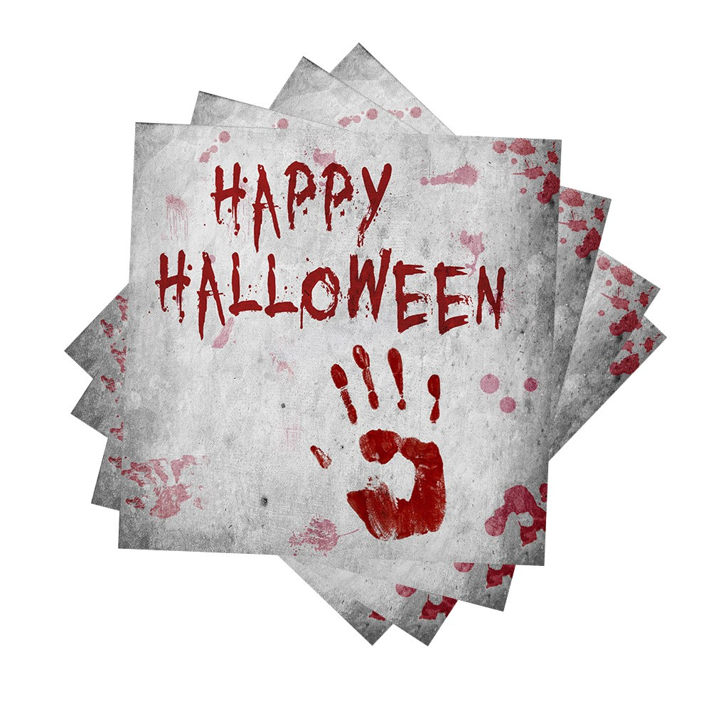 (170-tlg. Set) Einweg Geschirr Halloween Party Tisch Deko   Girlande - Blutige Hände