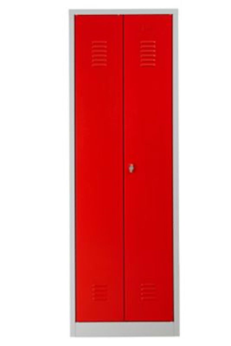 PROREGAL Garderobekast Camel 2 compartimenten & 1 slot HxBxD 180 x 60 x 50 cm Hangslot Grijs-Rood