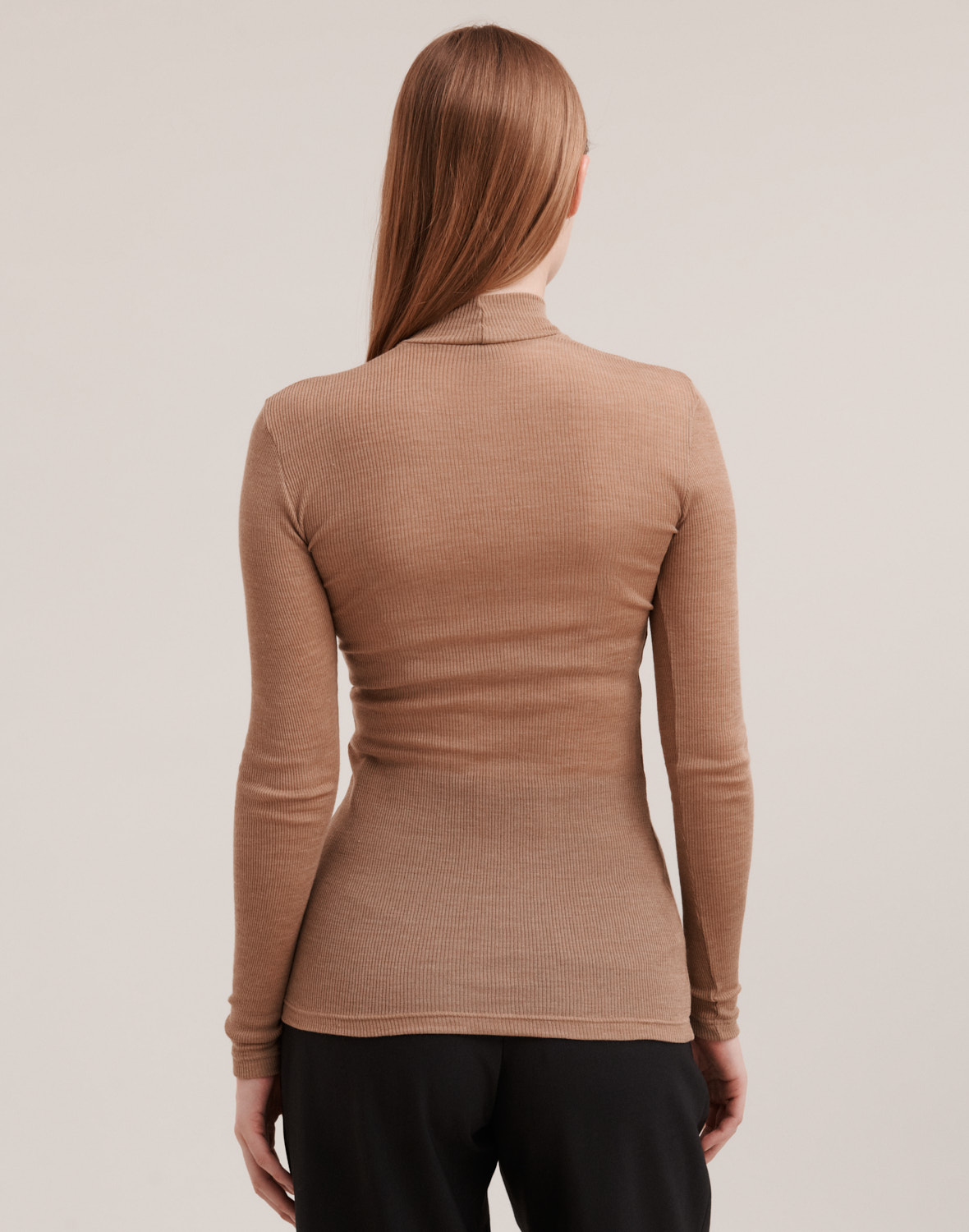 Shirt met hoge hals van merinowol/zijde voor dames