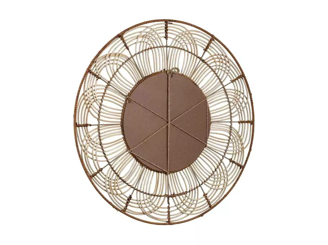 Miroir rond en rotin marron 61x61x03h