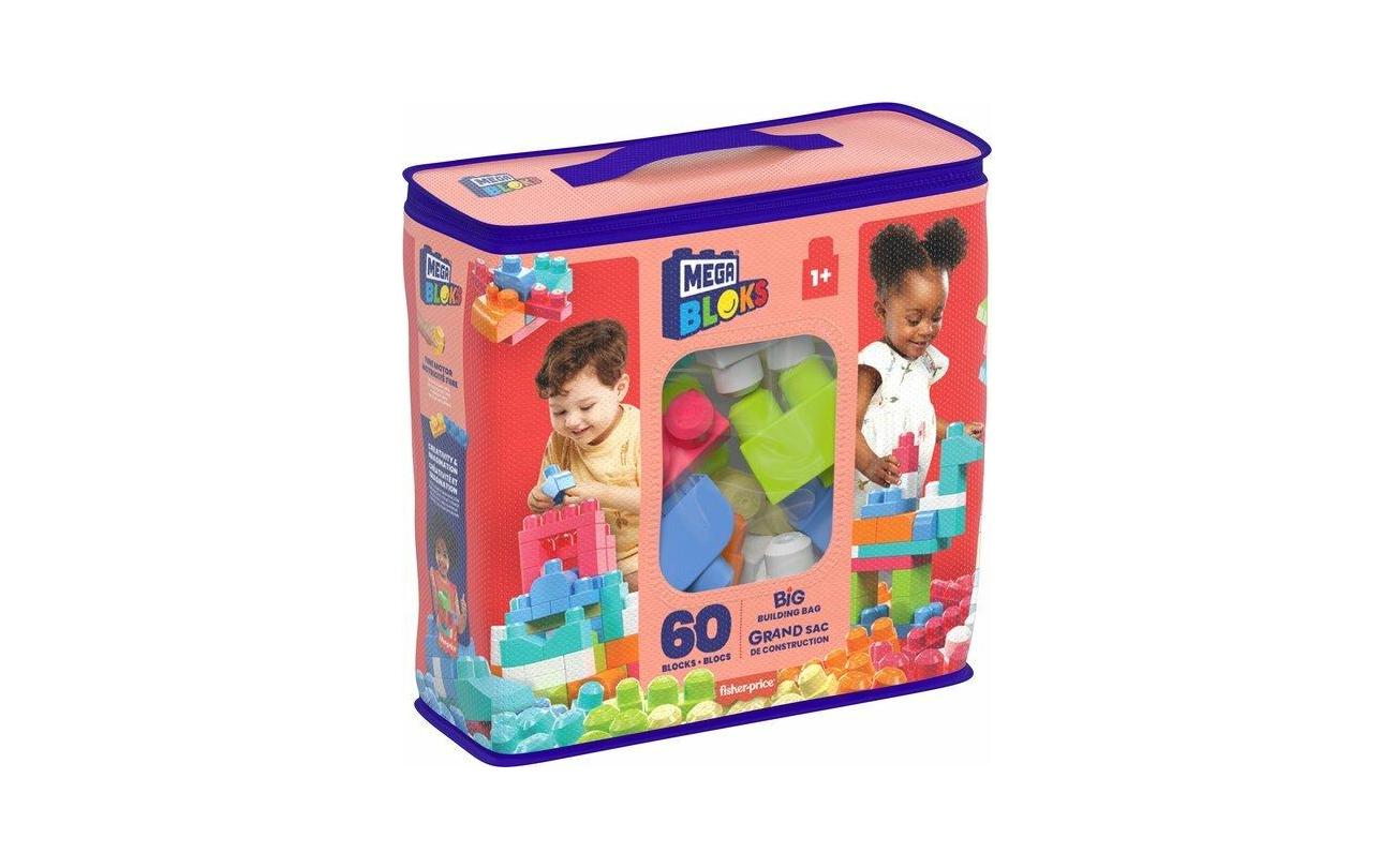 Mega Bloks First Builders tas 60 bouwblokken roze