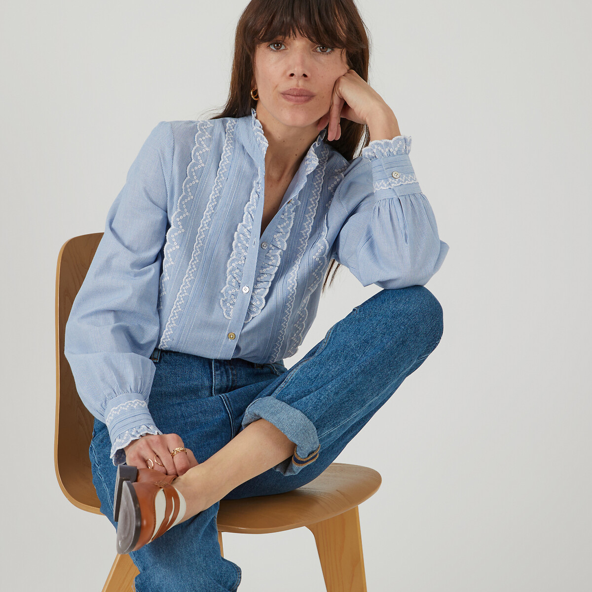 COLEÇÕES LA REDOUTE<br>Blusa listrada romântica, Assinatura EUGENIE