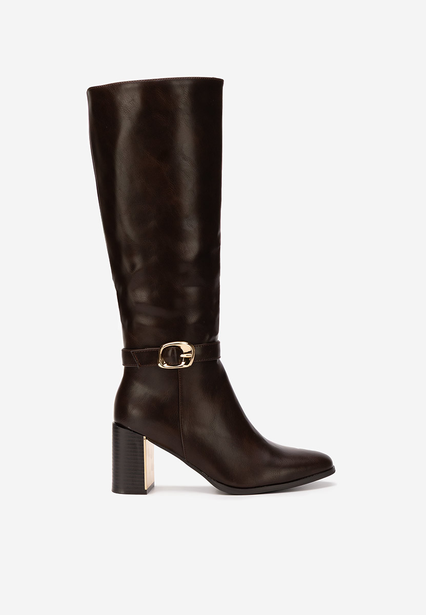 Bottes à talon carré brunes Aurenza