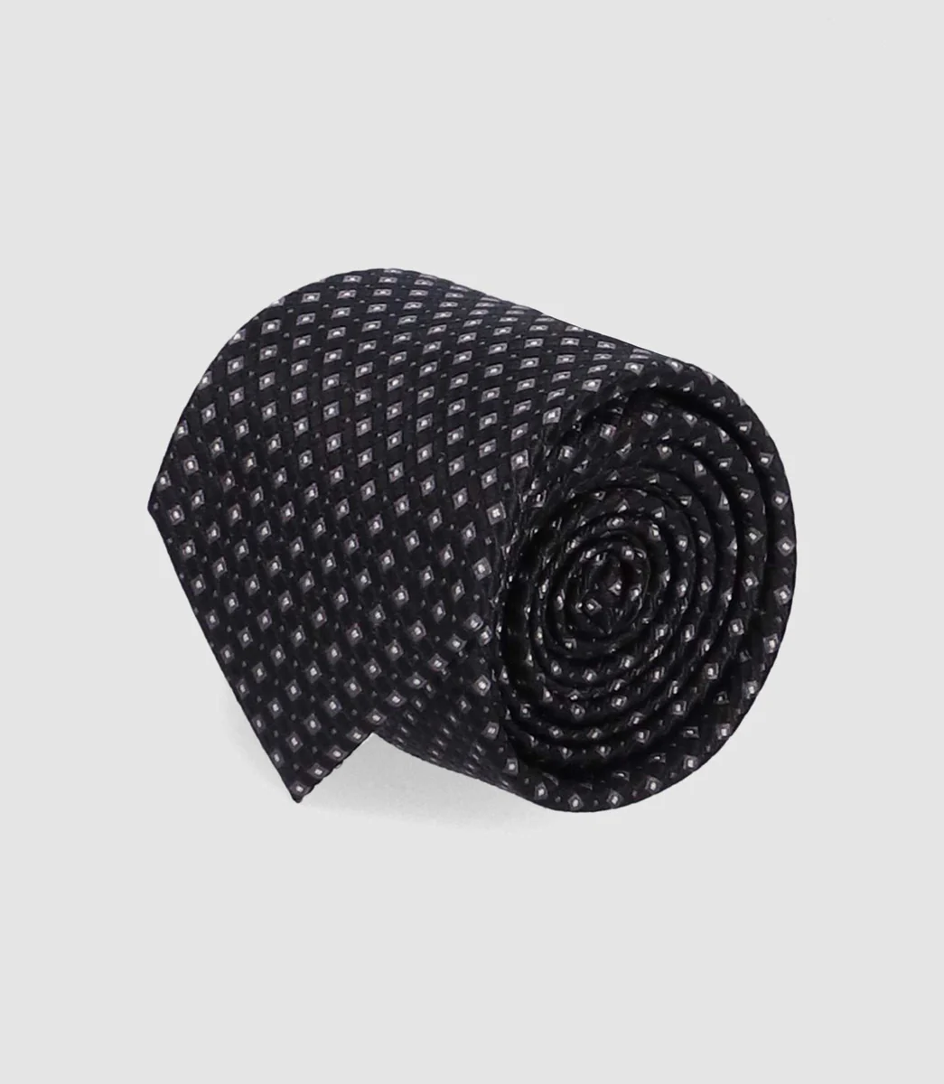 Cravate micro motif 7 cm noir MARIOB