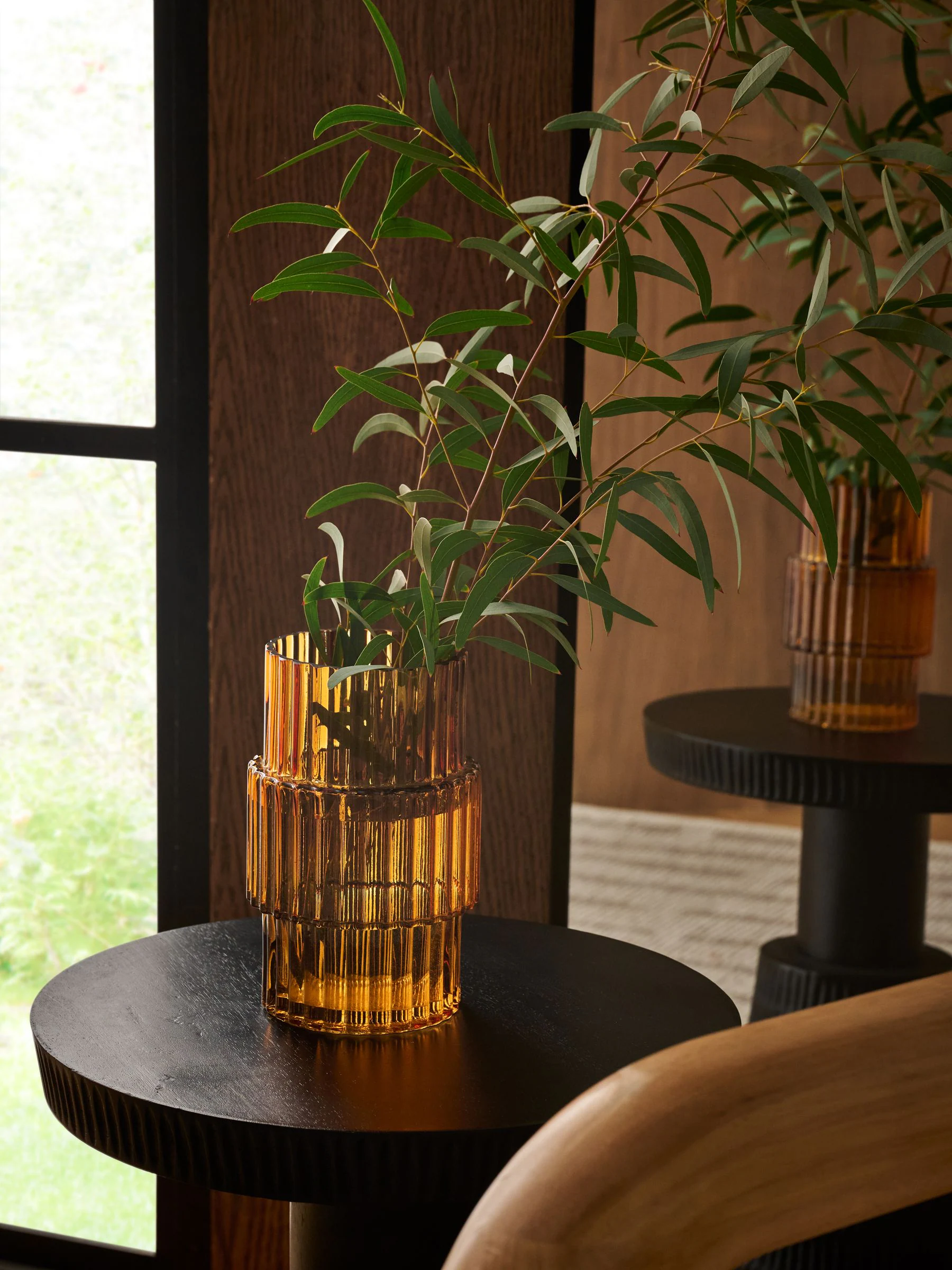 Small Ribbed Glass Vase
