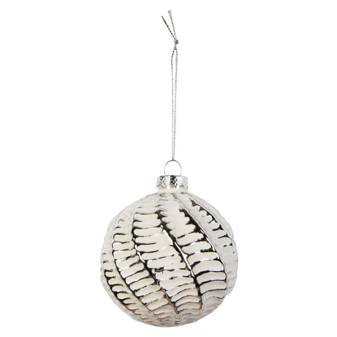 Christbaumkugel - weiß/silber - aus Glas - Ø = ca. 8 cm - 1 Stück