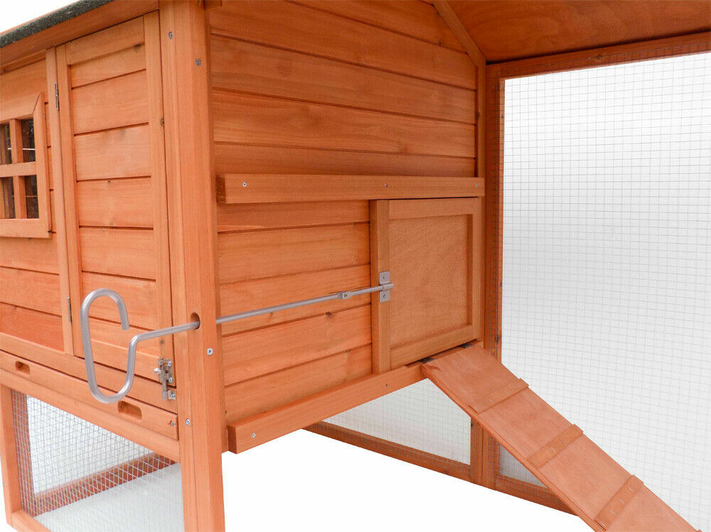 Poulailler avec espaces extérieurs et abri accrue avec toit vert bois d'épicéa 171 cm brun