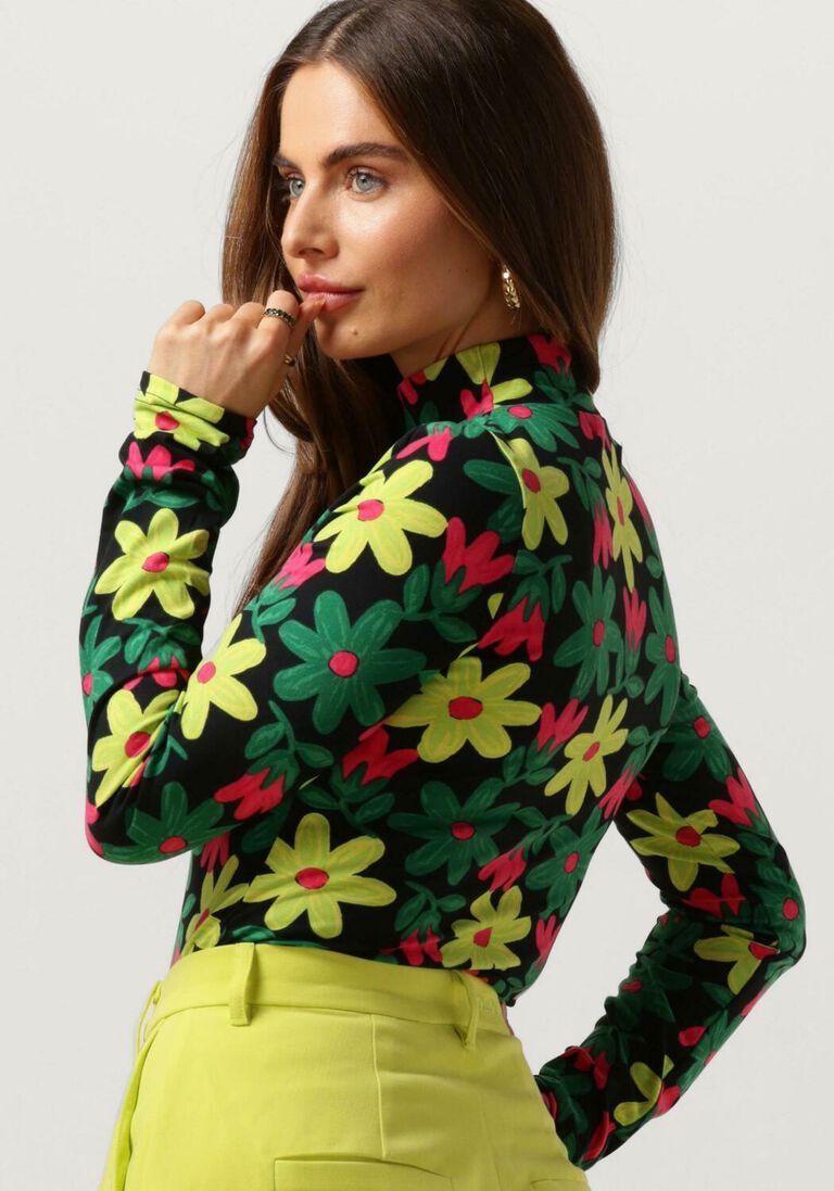 COLOURFUL REBEL multi colourful rebel  neyo big flower peached turtleneck top