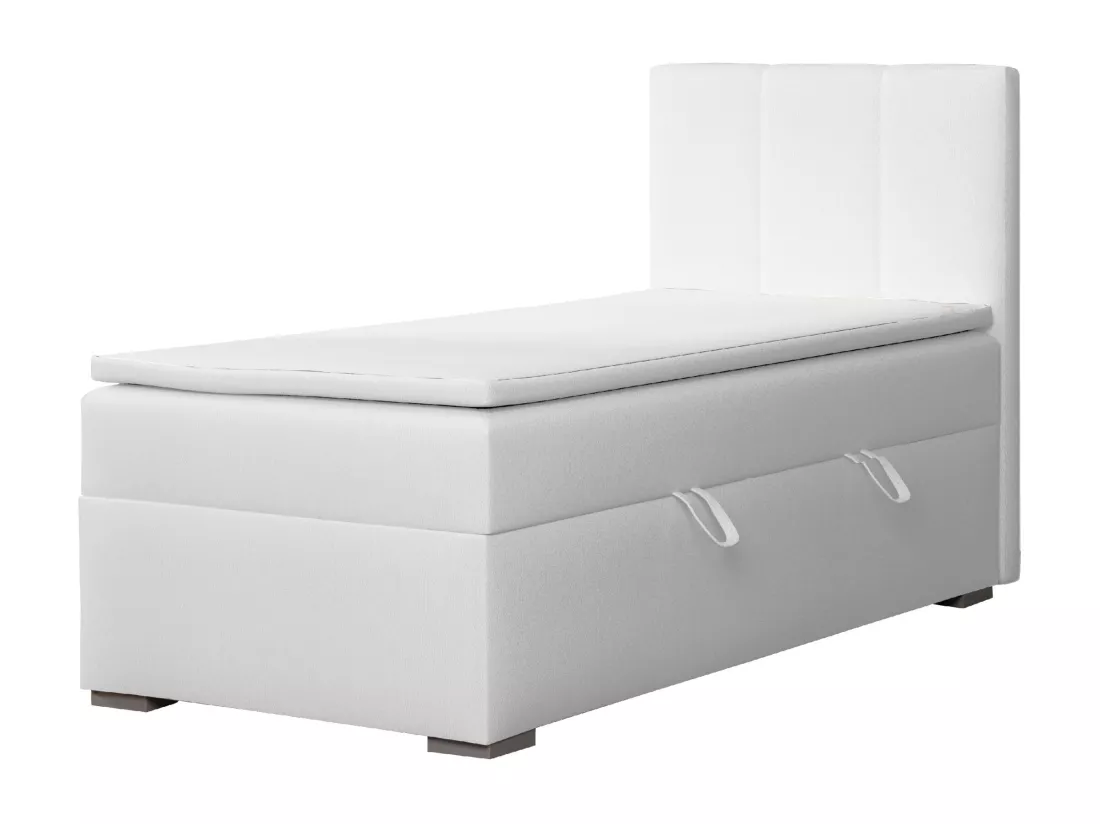 LIT SIMPLE avec tiroir de rangement et surmatelas, côté droit Monaco Mini 100x200 cm, Soft 17 (Blanc)