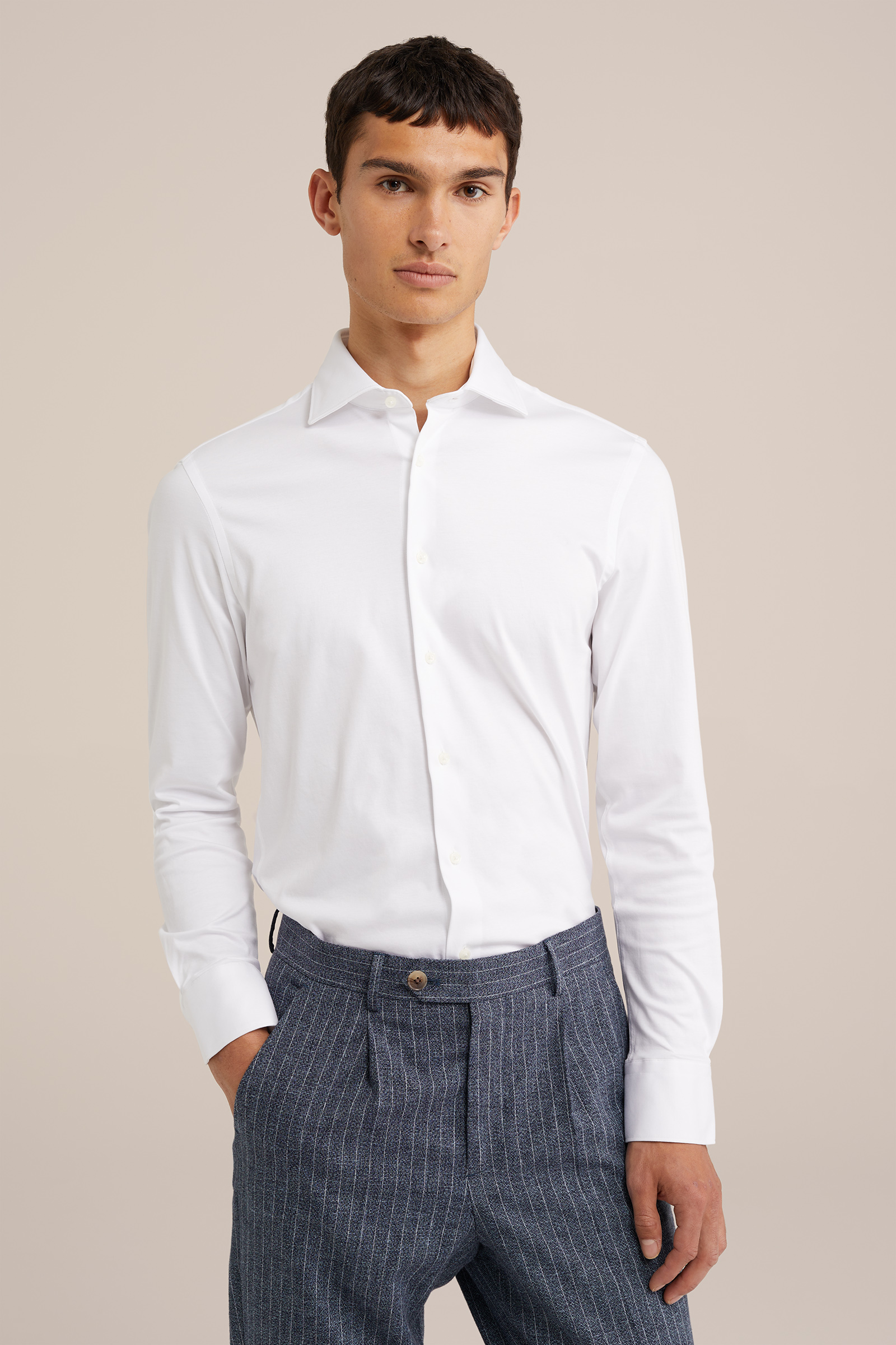 tall fit premium easy-care jersey overhemd WE Fashion Wit