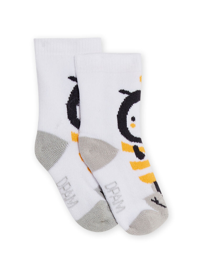 Chaussettes blanches motifs abeilles naissance garçon