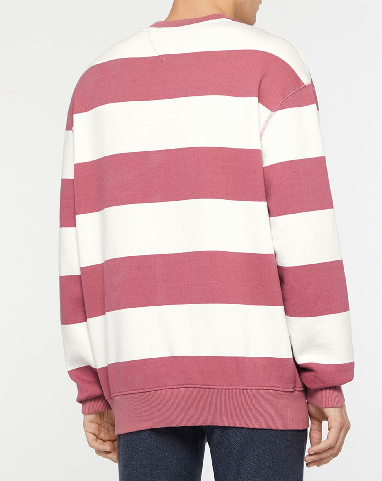 Tommy Jeans Sweat en Coton Bio Abo Tjm Collegiate rose/blanc