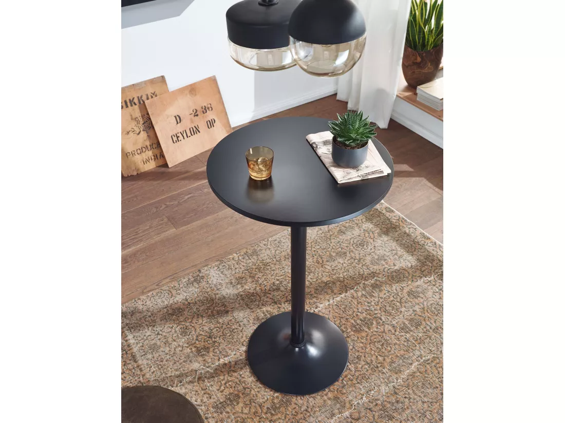table de bar table haute noire Ø 60 cm table bistrot métal / bois table ronde