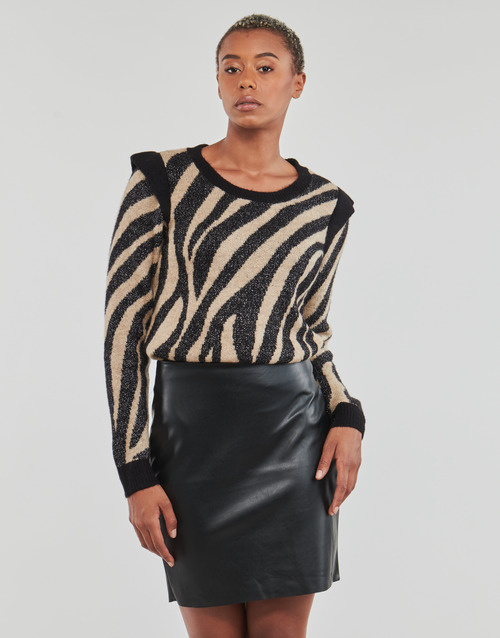 Vila - VISPARKLE L/S GLITTER KNIT TOP - Noir / Blanc