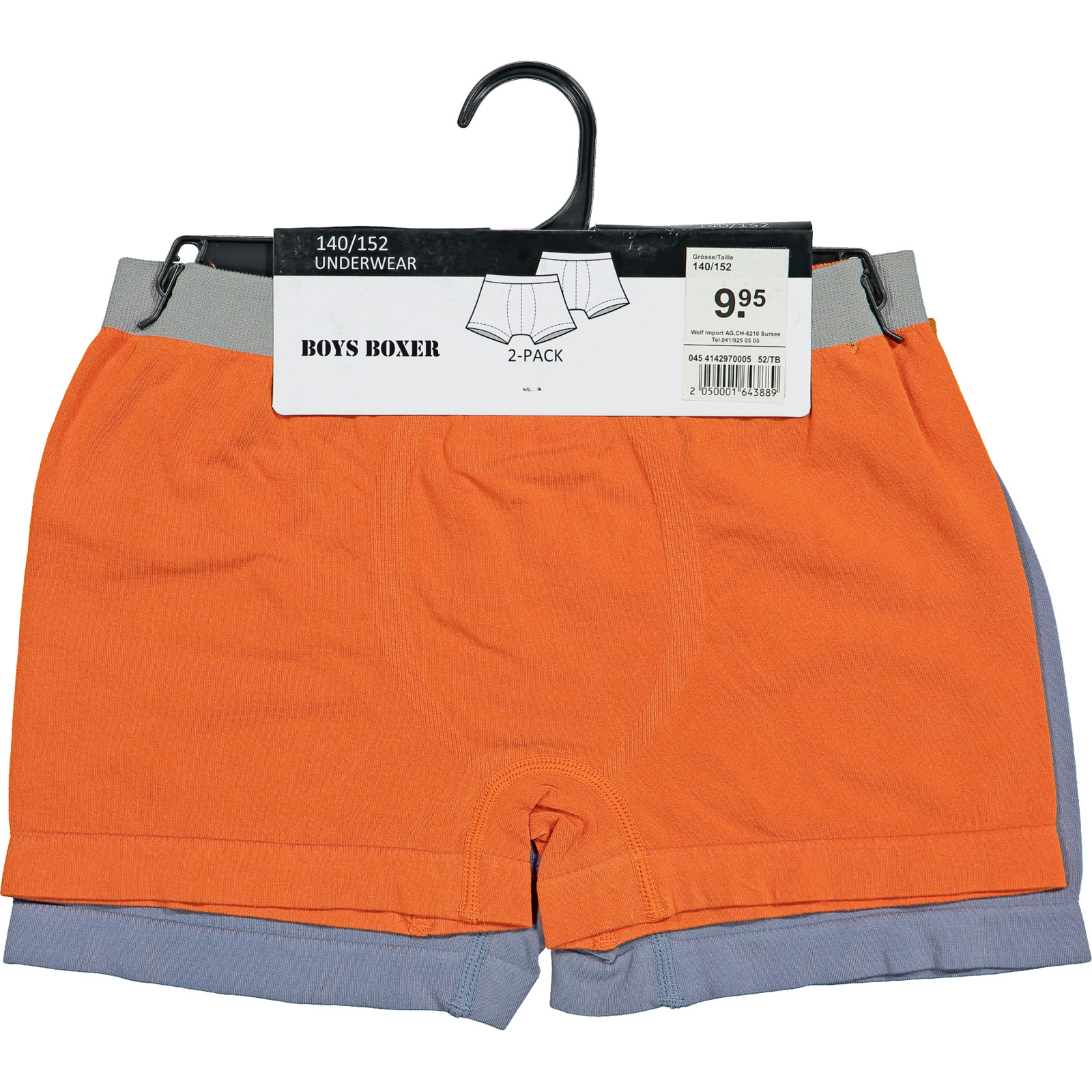 Knaben-Boxershort Seamless, 2 Stück orange