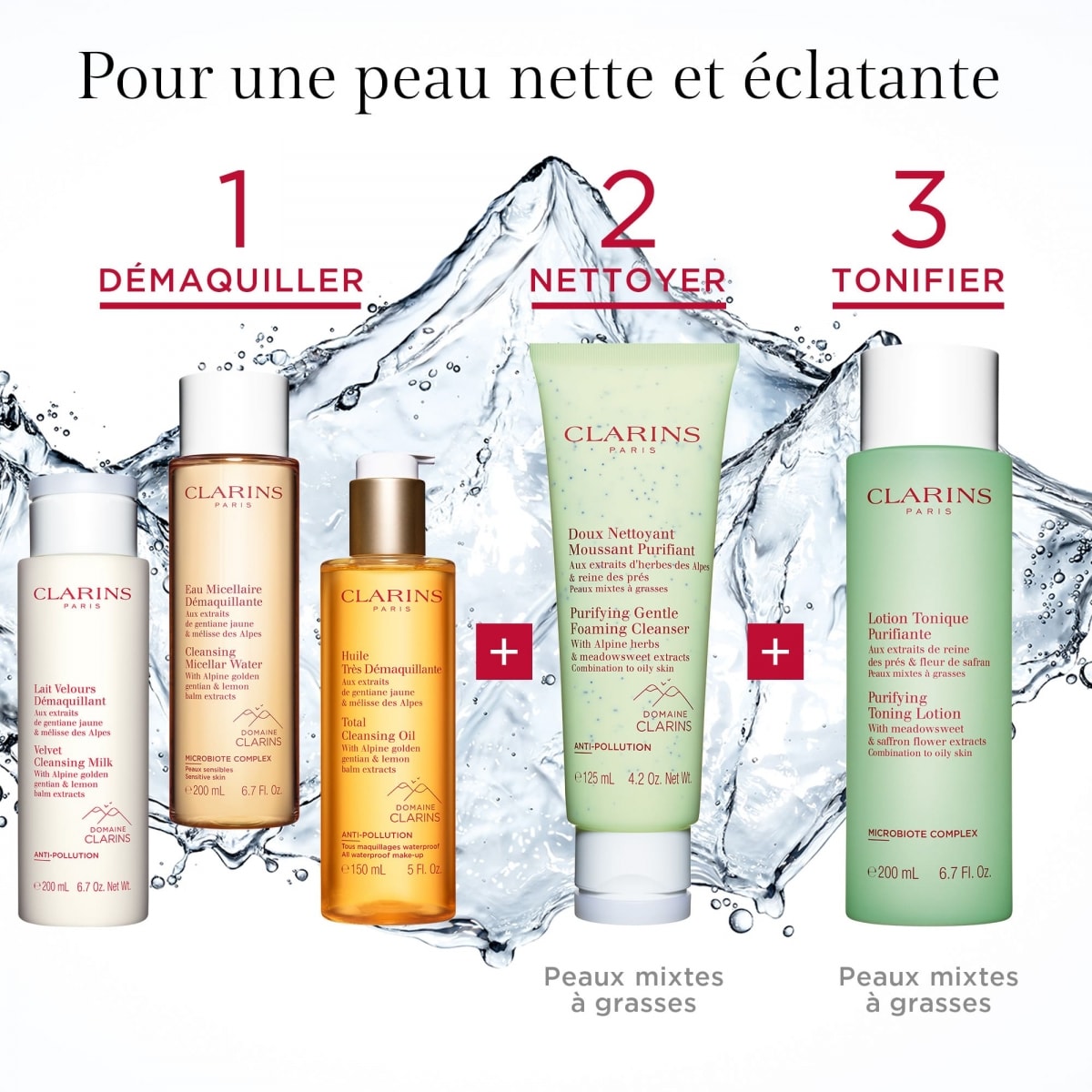 CLARINS Lotion Tonique Purifiante Aux Extraits de Reine des Près &  Fleur de Safran