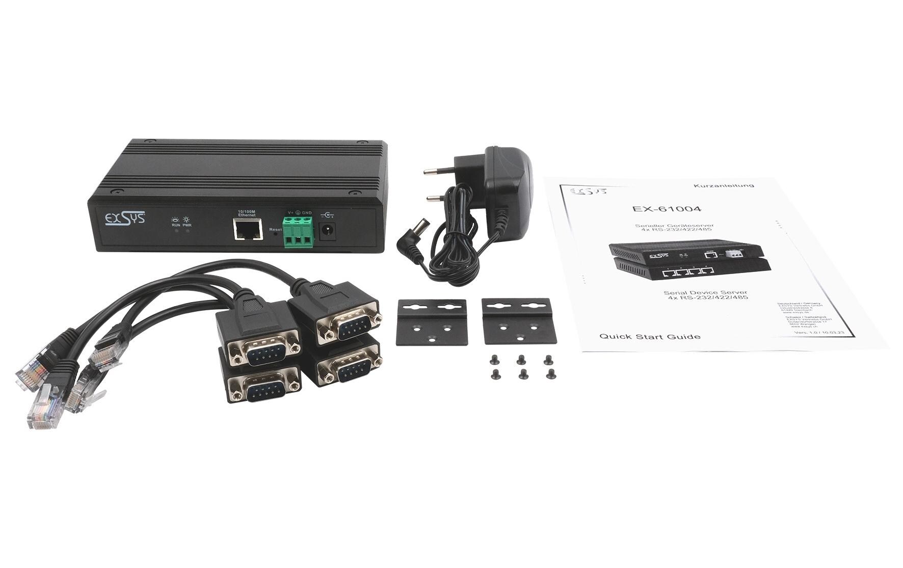 Serieller Geräteserver EX-61004<br>Serieller Multiprotokoll-Geräteserver mit 4 Ethernet Ports