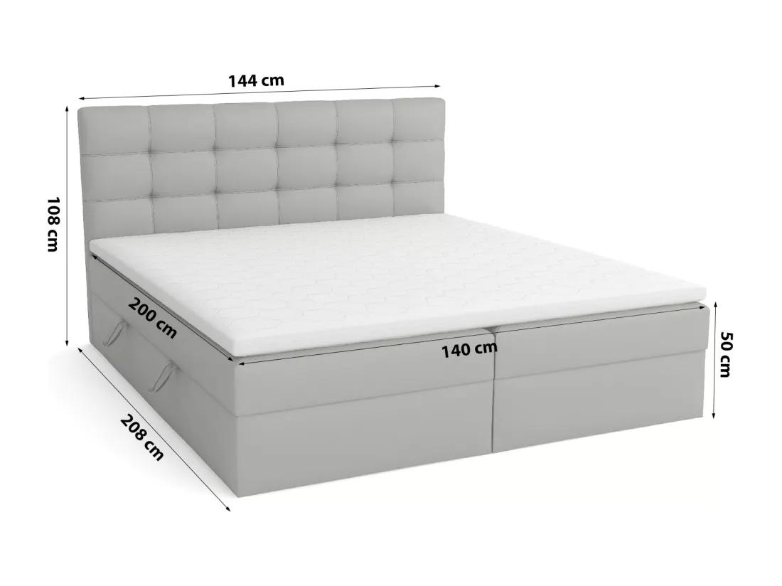 LIT BOXSPRING avec coffre de lit Glame 140x200 cm, Soft 29 (Gris)
