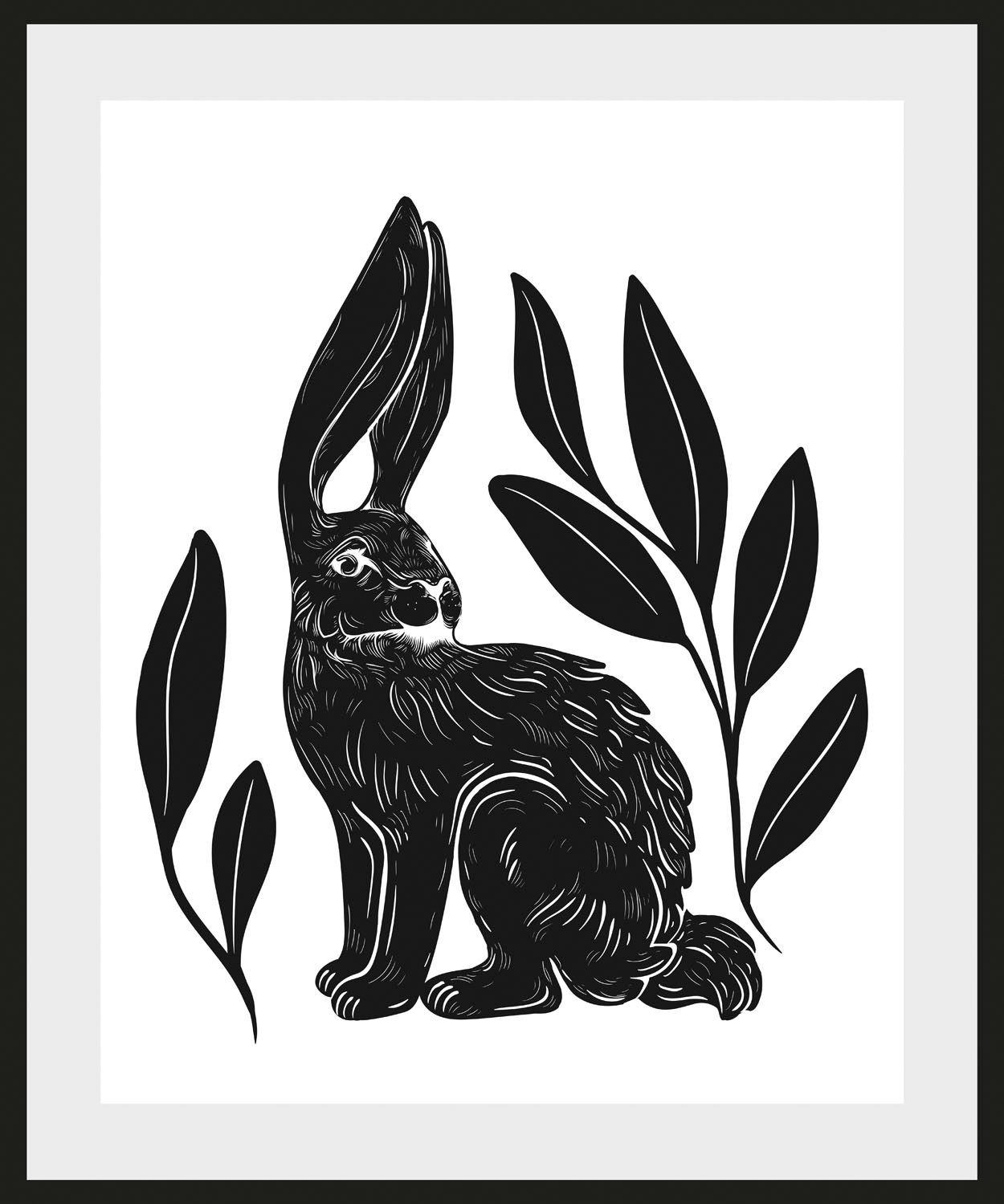 queence Bild »Aino« Haustiere | Kunst | Schwarz-Weiss 1 Stk. tlg. HD Premium Poster-Druck inkl. Holzrahmen
