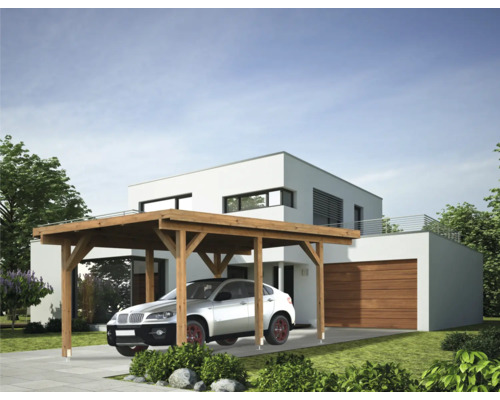 Enkele carport Palmako Karl 11,7 m² 360x512 cm dompelgegrond bruin