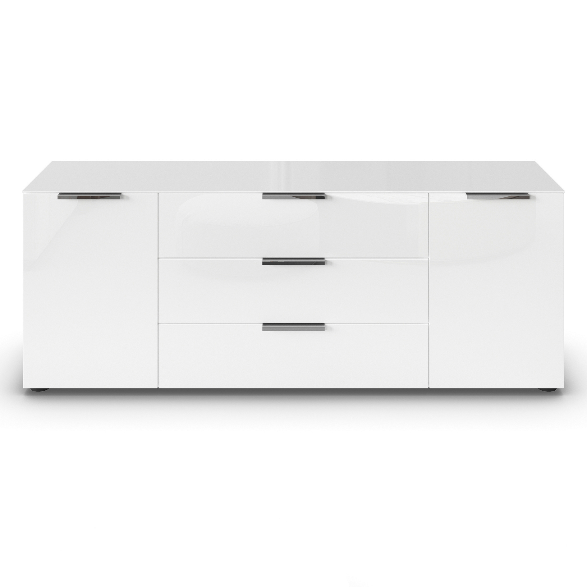 Lowboard - Alpinweiß - weiß - Glasfront - 160 cm
