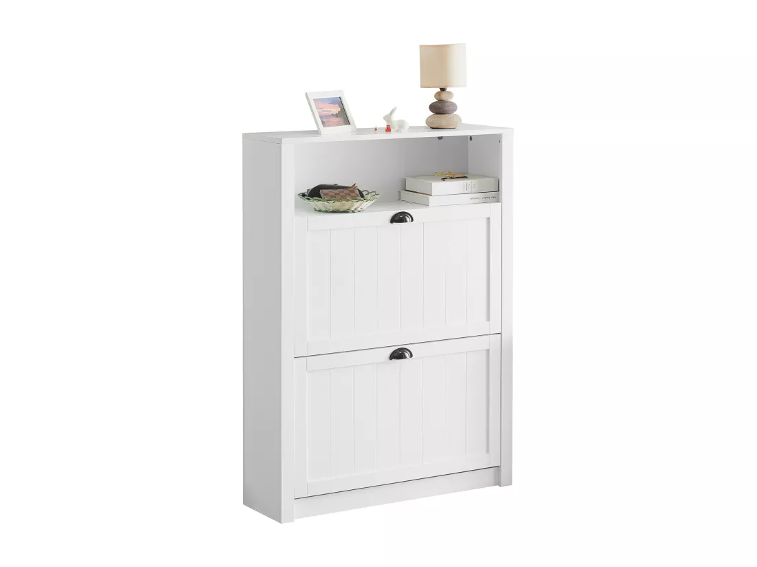 Meuble de Rangement à Chaussures Armoire à Chaussures Commode à Chaussures 2 abattants, FSR87-W