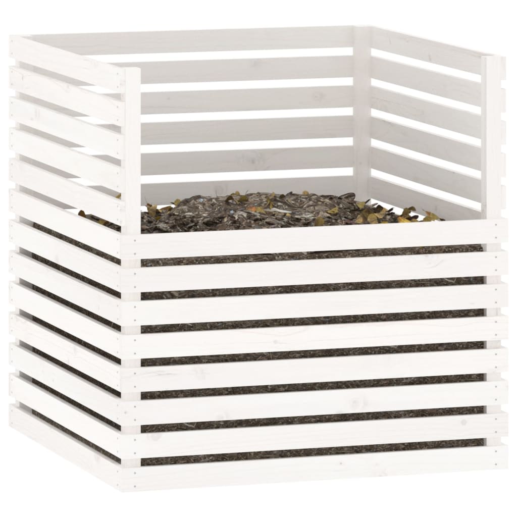Composteur blanc 100x100x102 cm bois massif de pin