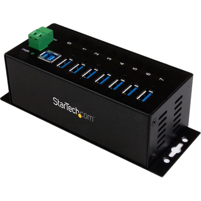 StarTech.com Hub USB 3.0 à 7 ports - 5Gbps - Hub USB-A industriel en métal avec protection ESD et protection contre les surtensions de 350W - Montage sur rail DIN, mural ou sur bureau - Hub d'extension USB conforme TAA