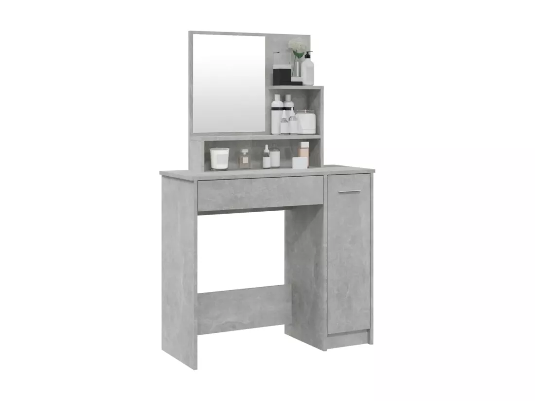 Coiffeuse avec miroir Gris béton 86,5x35x136 cm