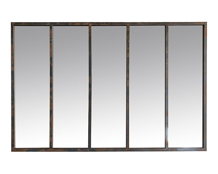 Miroir rectangulaire style industriel effet métal rouillé L.137 x H.90 x ep.5 cm