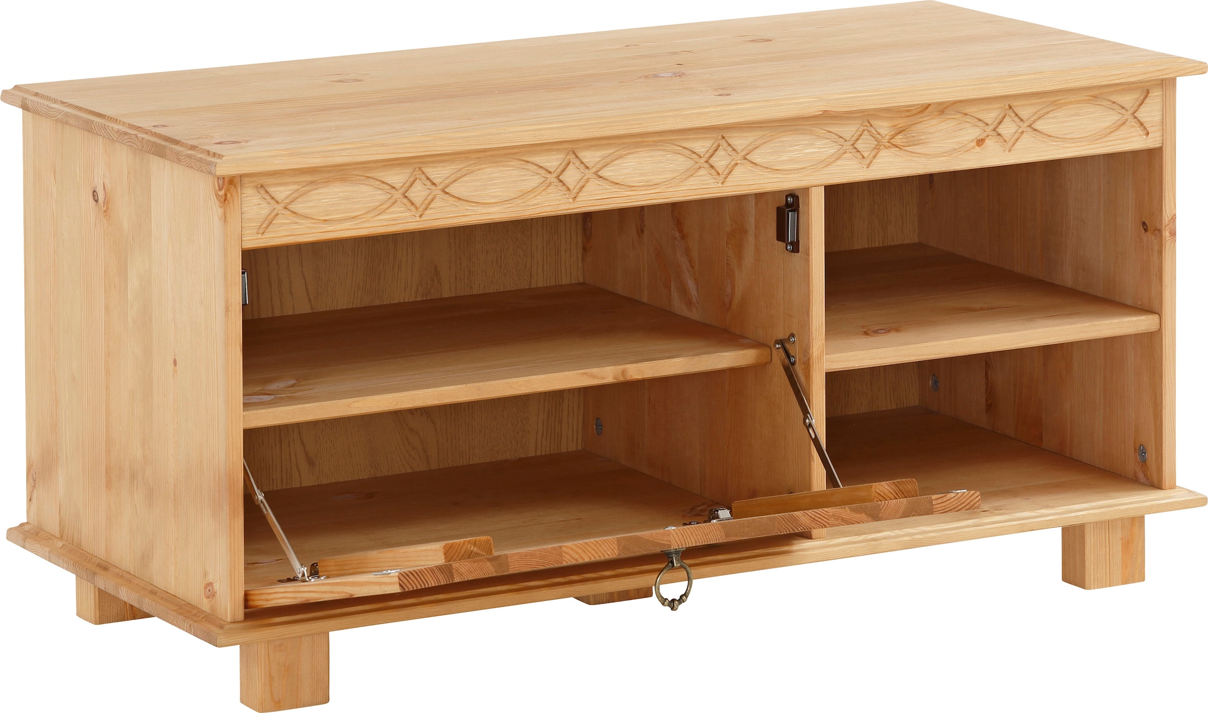 Home affaire Schuhbank »Indra« aus massiver Kiefer, FSC®, Breite 90 cm, dezentes Ornament
