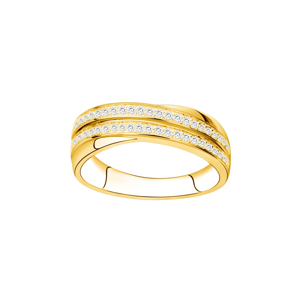 Bague en Plaqué Or avec oxyde de zirconium blanc