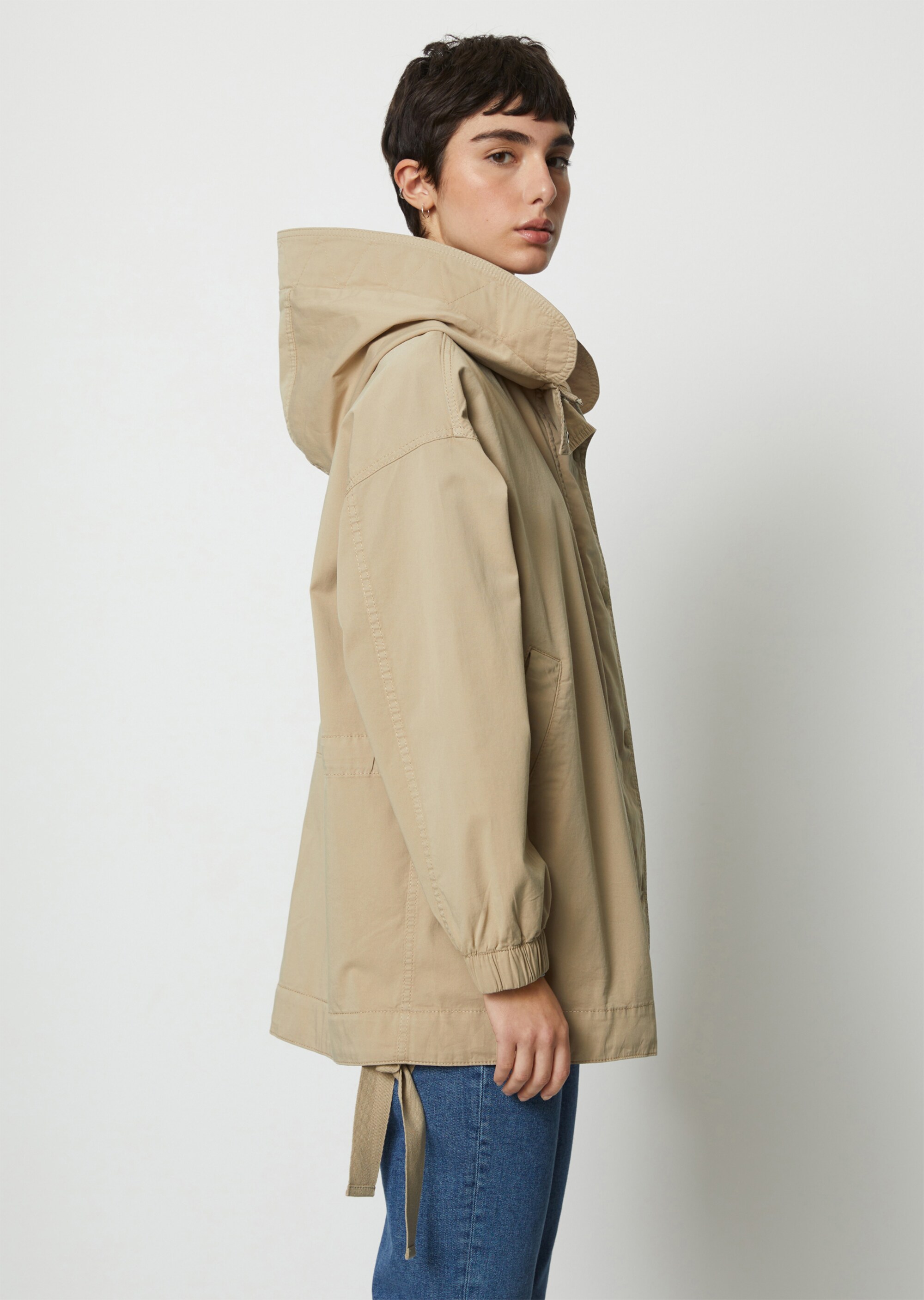 Cape-Parka relaxedaus Baumwoll-Stretch-Twill