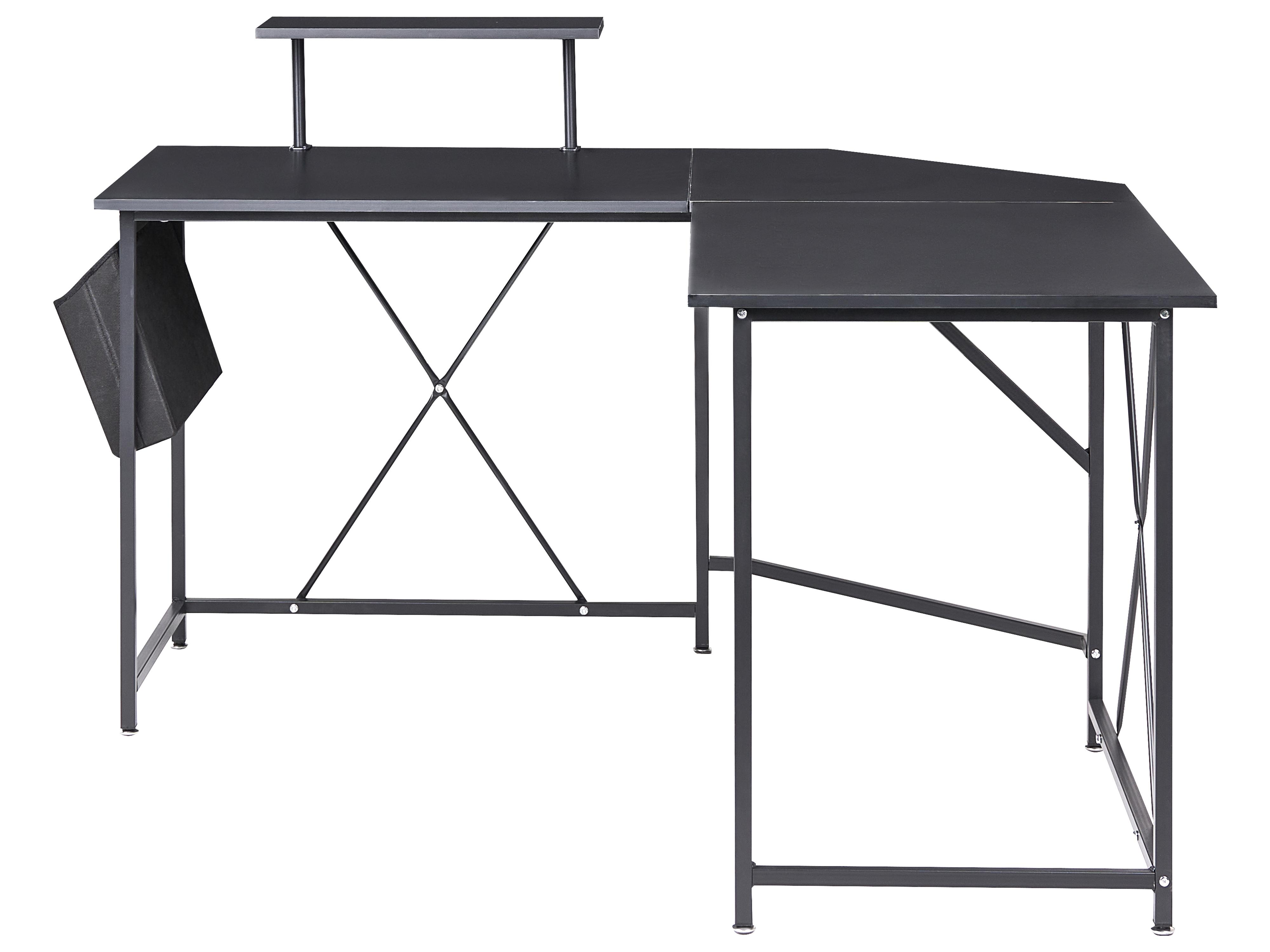 Hoekbureau TACONY Zwart 180 cm 140 cm met opbergruimte