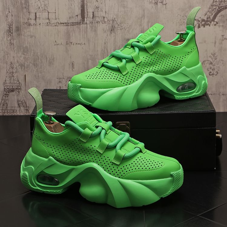 Mr Ozera - Platform Plain Lace Up Sneakers
