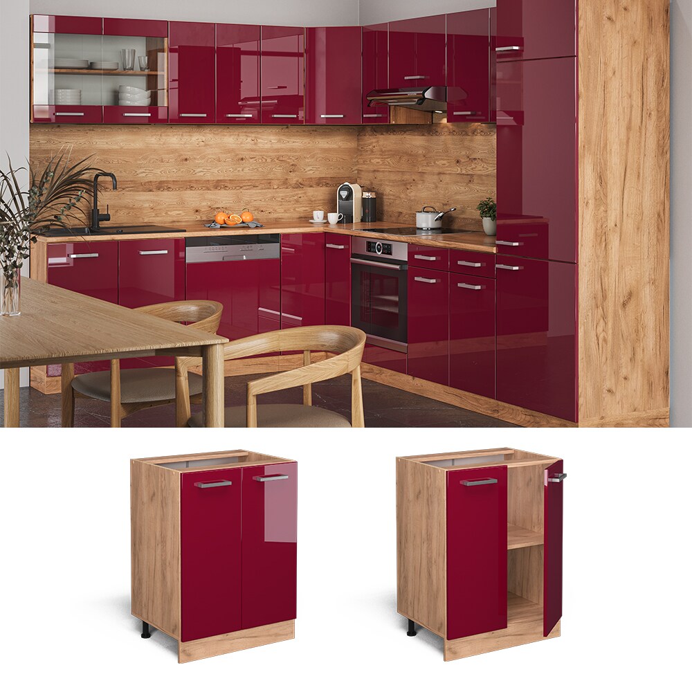 Vicco Unterschrank Küchenschrank Küchenzeile R-Line 60 cm Goldkraft Bordeaux