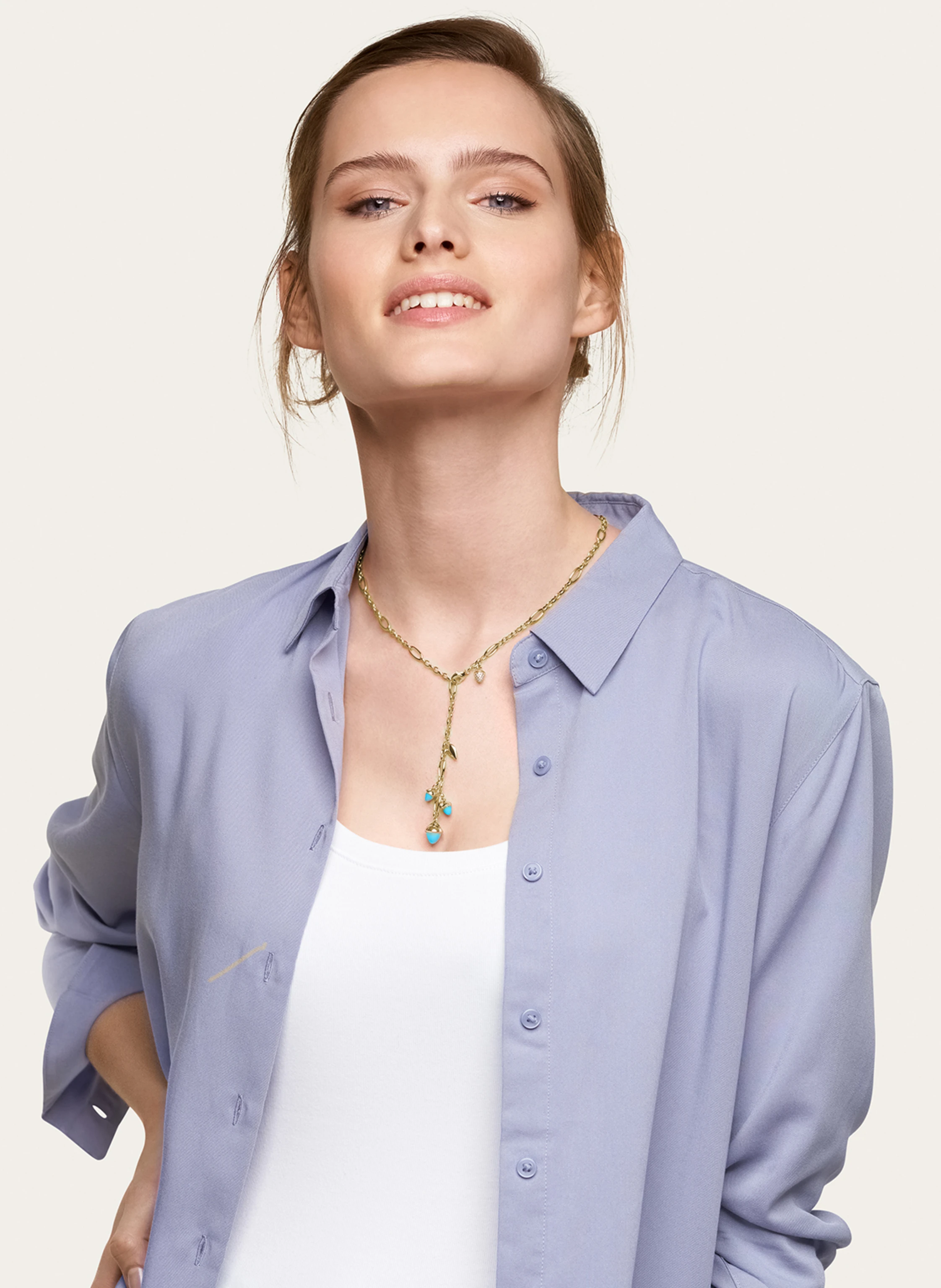 TAMARA COMOLLI Halskette NECKLACE MIKADO DELICATE 51 CM 'TURQUOISE' WITH DIAMOND PAVÉ Türkis mit Diamant Pavé