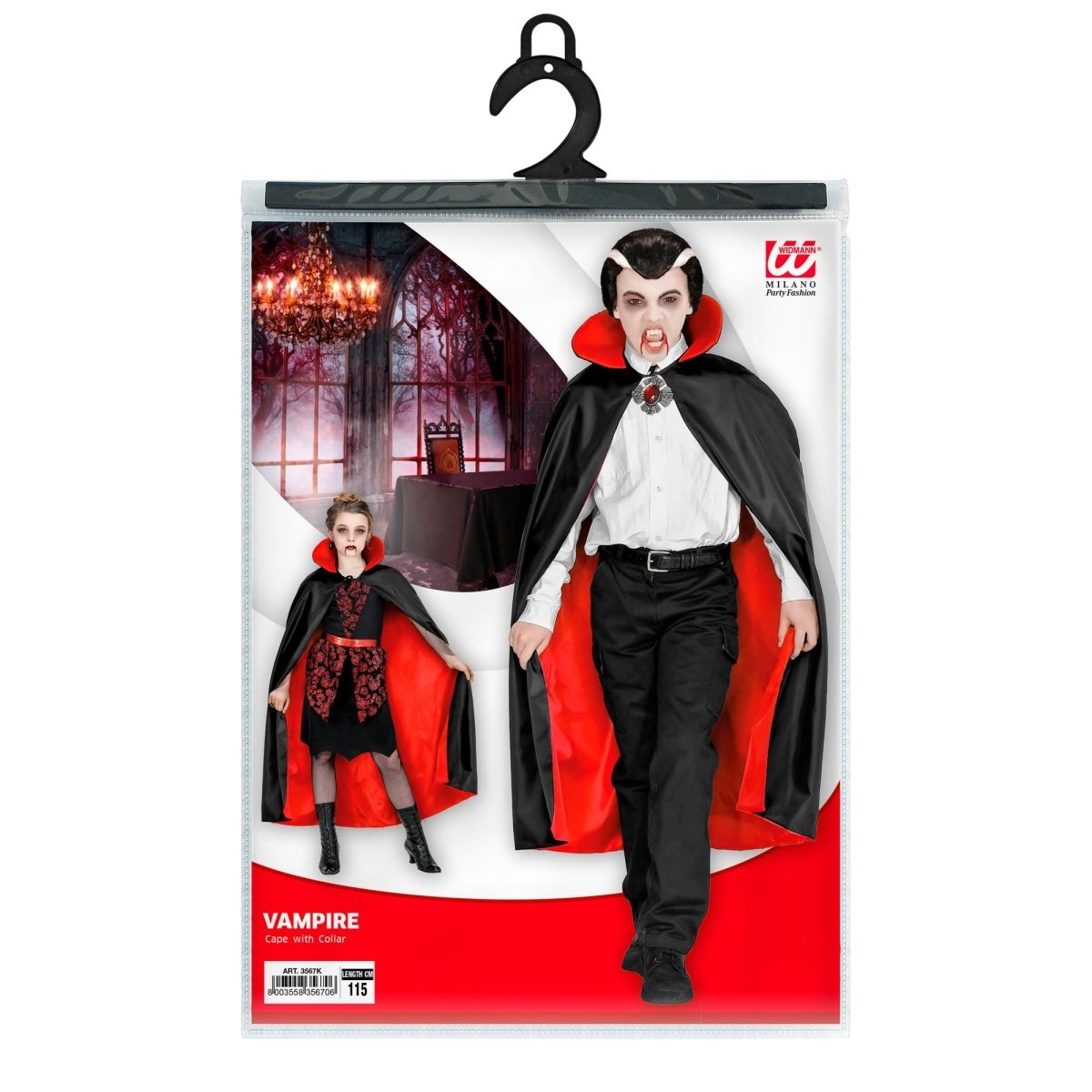 Halloween Cape Zwart Rood Kind