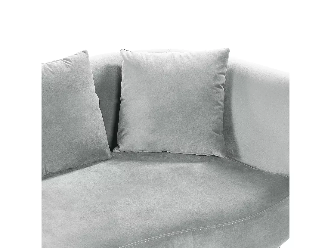 Chaise longue côté droit en velours gris clair CHAUMONT