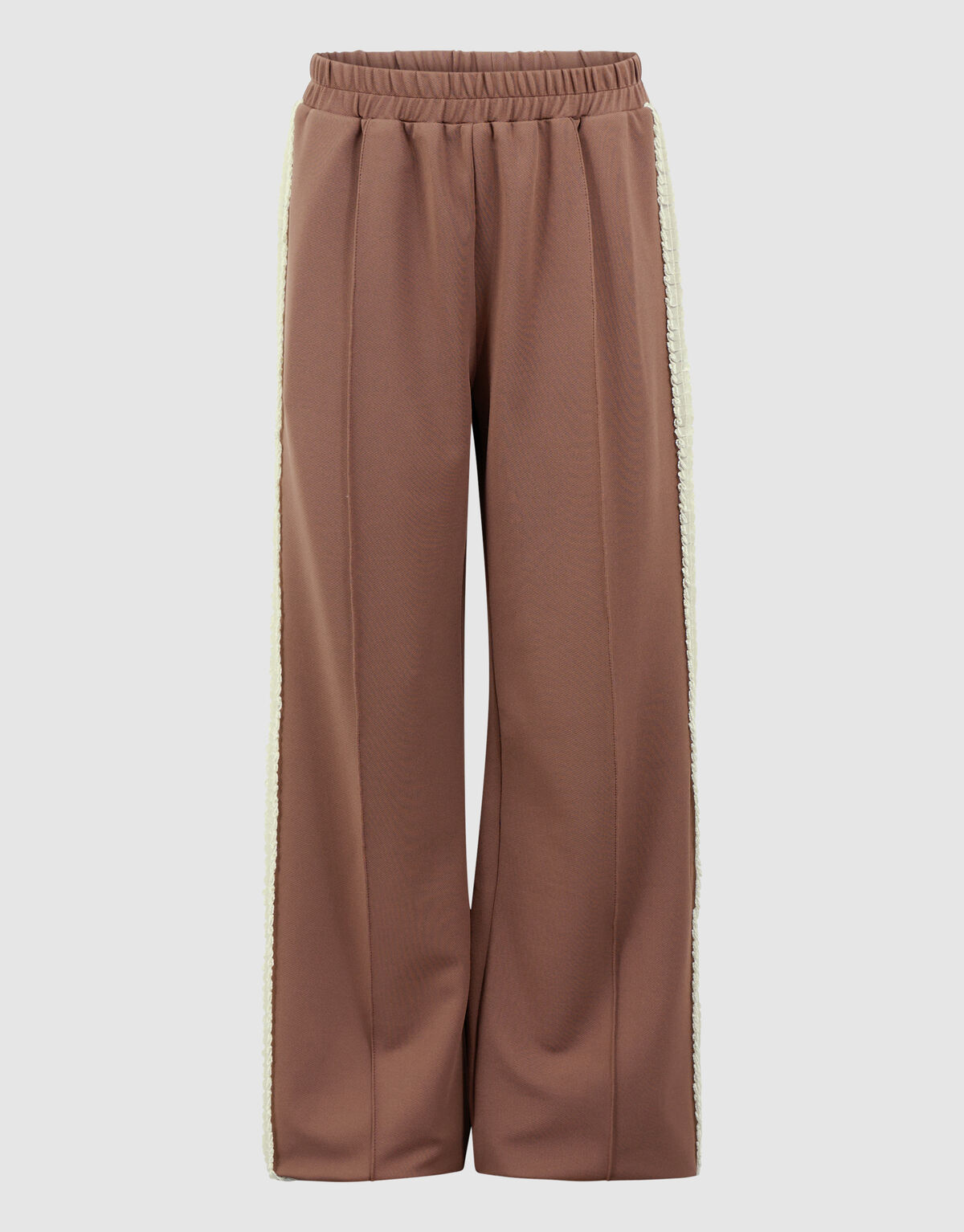 Ruffle Tape Wide Leg Fit Broek Bruin