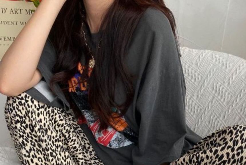 SeoulPop - Elastische taille luipaardbroek