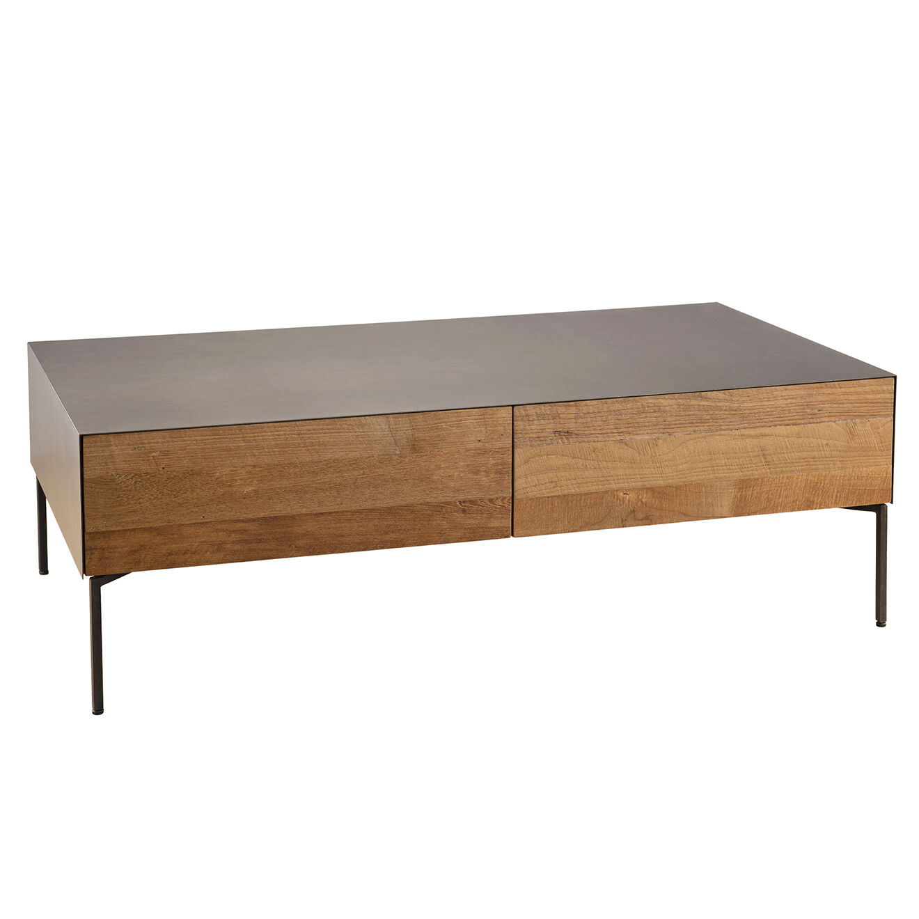 Macabane Table basse 2 tiroirs Maxence teck - 111x60x37 cm