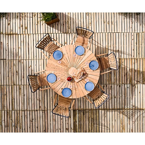 Kerteminde Ø150 teak havemøbelsæt med 6 stole - Teak/antracit
